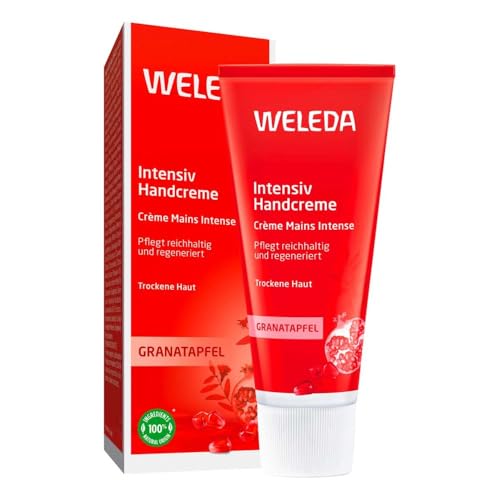 WELEDA Bio Granatapfel Intensiv Handcreme, Naturkosmetik Regenerationshandcreme gegen Pigmentflecken und zur gesunden Regeneration trockener Hände, Handcreme zur Straffung der Haut (1 x 50 ml)