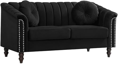 Miniatura 2 de Juego de sofá seccional, sofás tapizados Chesterfield de microfibra con botón de estilo acolchonado, brazos de desplazamiento y cabeza de clavo para