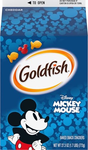 Goldfish Disney Mickey Mouse Cheddar Cheese Crackers, 27.3 Ounce (Pack of 6)