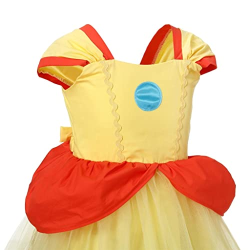 Lito Angels Princess Daisy Fancy Dress Up Costume with Crown and Gloves for Kids Girls Age 5-6 Years, Yellow (Tag Number 140) - Image 4