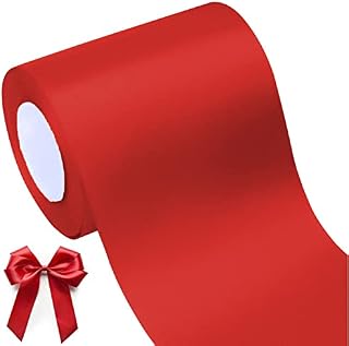 pengxiaomei 24 Yards Red Christmas Ribbon, 3.9Inch/100mm Wide Solid Satin Ribbons Thick Red Ribbon for Wedding Gift Wrapping