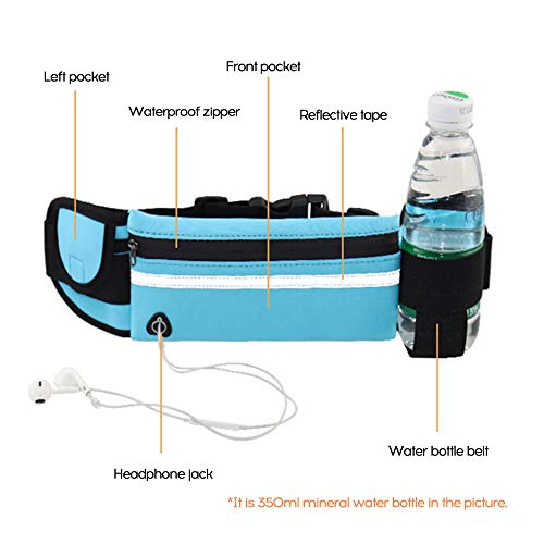 Kiboule Bolsa de cintura de corrida com suporte para garrafa esportiva de viagem portátil bolsa de g
