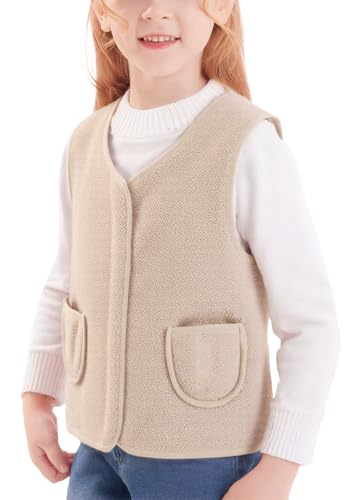 Happy Cherry 2025 Kids Winter Fleece Vest Boys Girls Fleece Fuzzy Fall Winter Warm Outerwear with Pockets Adorable