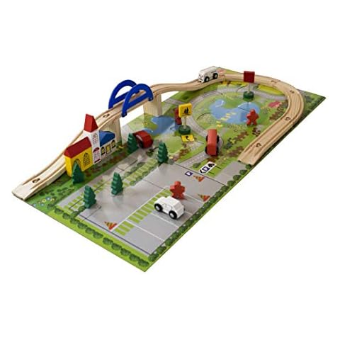 PALESTRAKI Wooden toys for 4 year old boys and girls - Railway track with bricks and puzzle pad - railway sets for children - Great Birthday Cover