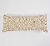 ROSE BUCKET Cream Beige Lumbar Pillow Cover 14x36 | Body Lumbar Pillow Cover, Couch Bed Lumbar | Throw Pillow Cover,Macrame cushion cover, Decorative Pillow for Bed (1 Piece Only, 14x36 inch Design 1)