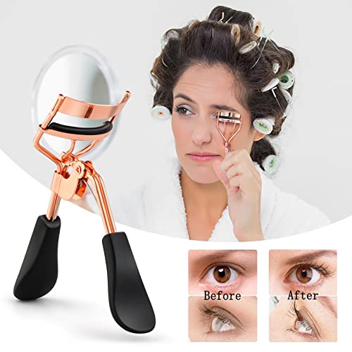 Sibba Professioneller Wimpernzange Wimpernzange mit 10 extra Silikon-Ersatzpads für Frauen Mädchen kein Kneifen oder Ziehen Passend für alle Augenformen (Gold)