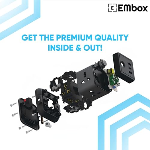 EMBOX Cube Extension Board with USB Port Universal Sockets and USB (2.4 A) (QC 3.0) Extension Board with Switches Overload Protector, Indicator, 2... - Image 2