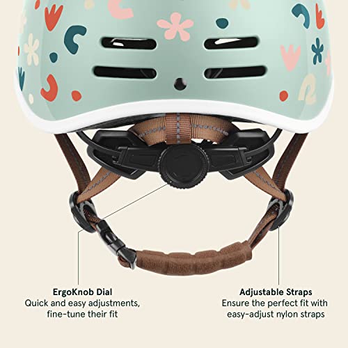Retrospec Remi Kids' Bike Helmet For Youth Boys & Girls- Bicycle Helmet With Built-In Visor And Adjustable Reflective Straps For Skateboarding, Scooters, Rollerblading - Matcha Bloom - 49-53Cm #TOP3