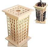 mosegor Ätherisches Öl Halter Regal aus Holz Aufbewahrungsbox 125 Löcher Drehbarer Präsentationsständer Organisator für Ätherische Öle, Nagellack, Duftöle, Kosmetik, Stain und Lippenstift