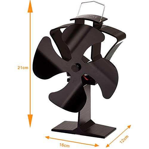 Tomersun 4 Blades Heat Powered Stove Fireplace Fan for Home Wood Log Burning Fireplace Circulating Warm Air Saving Fuel Efficiently