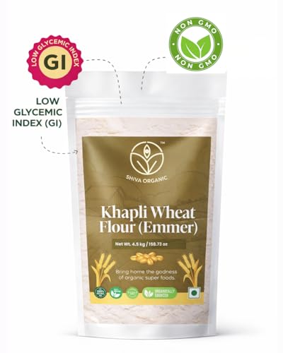 Image of Shiva Organic Khapli Wheat Flour (4.5 kg) | High Dietary Fiber for Easy Digestion | Stoneground Emmer Wheat Flour | Khapli Atta