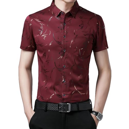 Chemise d'été homme à manches courtes imprimée et col revers
