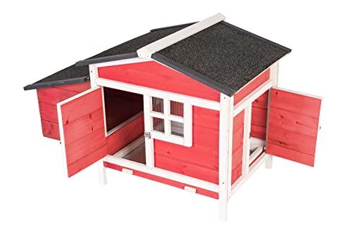 Gojooasis Outdoor Wooden Chicken Coop Hen House Poultry Cage Red With Tray, Ramp & Nesting Box For Indoor And Outdoor Use (F) #TOP25