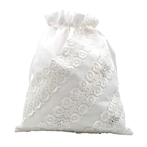 Elegante Bolsa Limosnera Artesanal Decorativa para Novia Color Blanco con Encaje. Bolsos y Complementos. Regalos Originales. Detalles de Bodas, Comuniones, Bautizos. CC