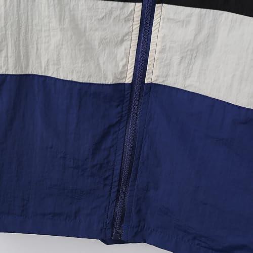 Hooded Rain Jacket for Boys 𝗖olor Block Windproof Casual Zip Outerwear Loose Lightweight Coat with Pocket4