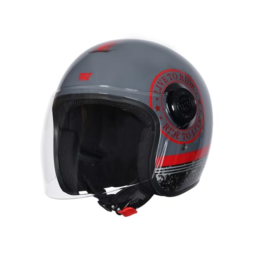 Image of ROYAL ENFIELD Copter Live to Ride Open FACE Helmet Grey & RED M