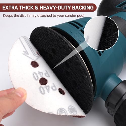 Image of 5 Inch Sanding Discs 40 Grit, 35Pcs, 8 Hole Hook & Loop | Aluminum Oxide, Wet Dry Sandpaper, Random Orbital Sander Compatible, Woodworking Drywall Automotive Finishing