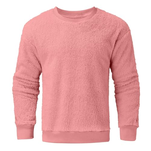 Mens Fuzzy Sherpa Sweatshirt Long Sleeve Fluffy Crew Neck Pullover Fall Winter Warm Tops Cozy Soft Pajamas Oversize3