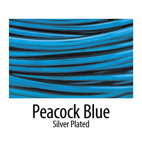 Artistic Wire 28 Gauge / .32 Mm Silver Plated Tarnish Resistant Colored Copper Craft Wire, 40 Yd / 36.5 M, Peacock Blue #TOP1