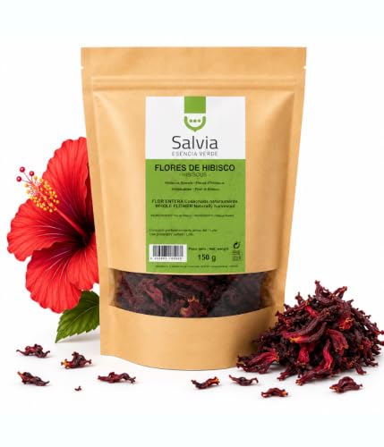 SALVIA | Flor de Hibisco 150g | Flor de Jamaica para Infusión | Té de Hibisco para Bajar de Peso | Te Adelgázante | hibisco para Reducir Hinchazon | En Hojas Enteras Para Dieta Detox Drenante