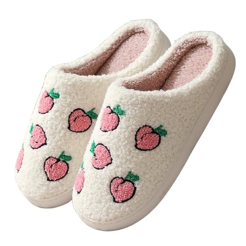 House Slippers for Women Fuzzy Mens Fruit Series Strawberry Bedroom Shoes Cute Soft House Shoes Fluffy Plush Slippers Cuddly Warm Slipper
