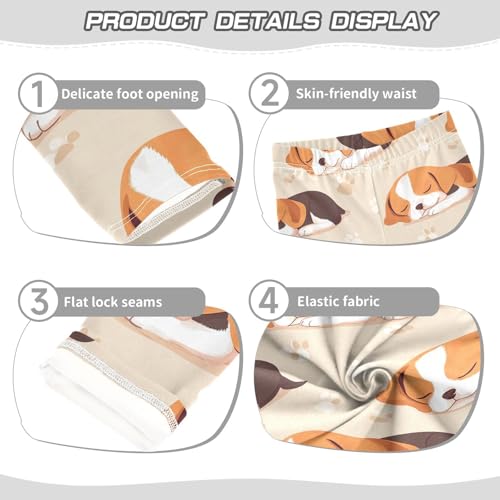 Sleeping Beagle Girls Leggings,Workout Leggings for Girls Toddler Athletic Legging Size for 3-10T3
