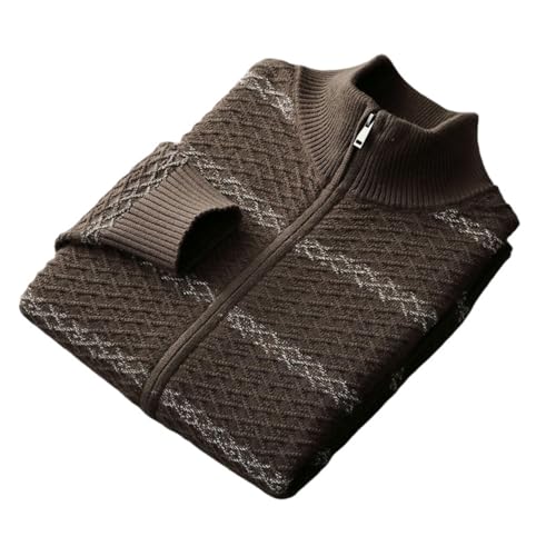 Tricot torsadé pour homme avec col montant boutonné et zippé premium