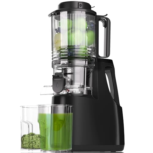 Image of Cold Press Juicer, 6.5" Wide Feed Chute Juice Extractor Machine with Handle, High Juice Yield, 350W Professional Slow Masticating Juicer for Whole Vegetables & Fruits, Easy to Clean for Batch Juicing
