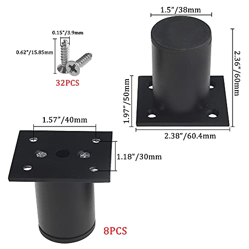 WMYCONGCONG 8 Pcs Furniture Legs Metal Cabinet Leg 6cm Adjustable Aluminum Alloy Cabinet Desk Sofa Legs Furniture Replacement Legs Corner Risers Heavy Duty Table Chair Leg Extenders - Image 2
