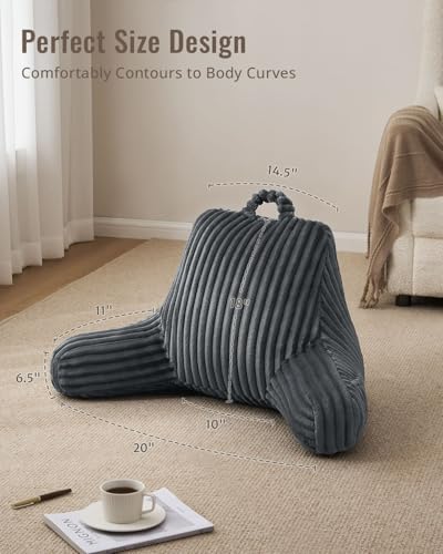 image for Blissful Diary Reading Pillow for Sitting in Bed, Flannel Back Pillow 