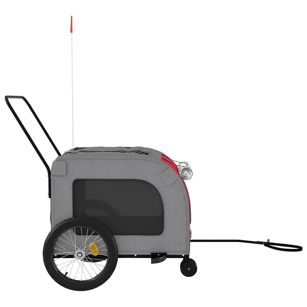 Przyczepa rowerowa dla zwierząt domowych, czerwona i szara, z tkaniny Oxford i żelaza, składana, do spacerówek, spacerówek, wózka transportowego, na wycieczkę, do parku