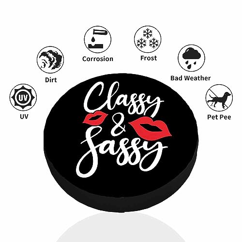 Image of Classy and Sassy Kiss Spare Tire Cover Art Font Sassy Lady Brash Girl Weatherproof Universal Wheel Protectors Camper Tire Covers for Trailer Rv Travel(17 inch)