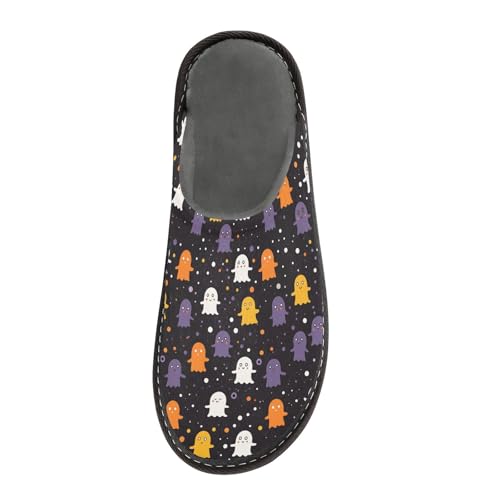 JUNZAN Cute Cartoon Ghosts Memory Foam Slippers for Women Men House Slippers for Bedroom Indoor2