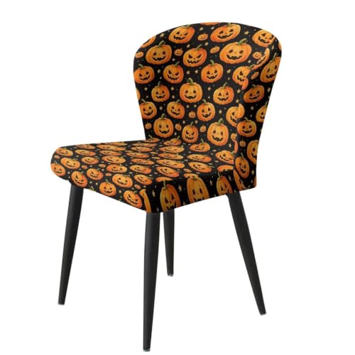 Image of Pumpkin Bar Stool Seat Cover 4 Pieces Bar Stool Covers with Bar Stool Chair Cover Kitchen Stools Washable Soft Chair Seat Slipcover for Halloween