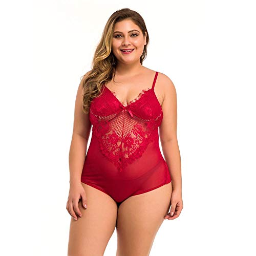 Lingerie érotique transparente en maille extensible et dentelle florale