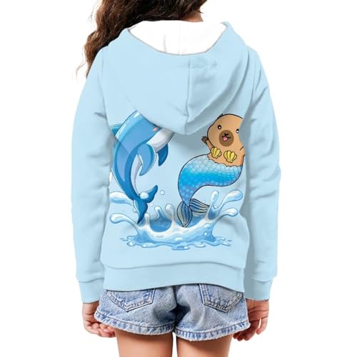 Girls Hooded Sweatshirts Kids Girl's Oversized Full Zip Hoodie Fashion Print Long Sleeve Hoodies with Pockets4