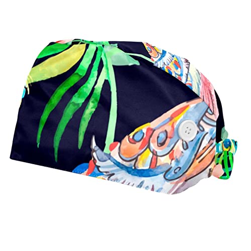 Chapeaux bouffants réglables avec paon et fleurs casquettes de travail
