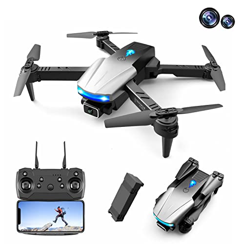 Bzdzmqm Drone With Dual 4K Camera, 2023 Foldable Hd Drone For Kids & Adults, Rc Quadcopter Helicopter, 3-Sided Infrared Avoidance, Wifi Fpv, Altitude Hold, Headless Mode, Led Night Wide #TOP1