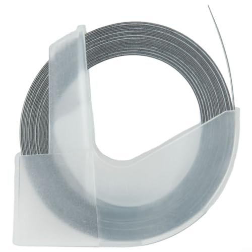 EXTRWORY Mehrfarbiges Prägeband für Etiketten, mehrfarbig, 6 mm x 3 m, für MOTEX Dy-mo konkaves und konvexes manuelles Etikettenband (schwarz)