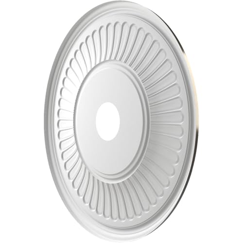Image of Ekena Millwork CMP22BECCH Berkshire Thermoformed PVC Ceiling Medallion (Fits Canopies up to 10 1 /8 inch), 22 inchOD x 3 1 /2 inchID x 1 inchP, Metallic Charcoal