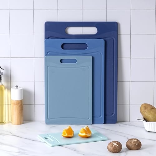 COOK-WITH-COLOR-Non-Slip-Cutting-Board-Set--Kitchen-Essentials-with-Easy-Grip-Handle-for-Meat-Veggies-and-Fruits-4-Cutting-Boards-Blue-New