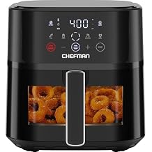 Chefman Air Fryer 6 QT Compact Airfryer for Quick & Easy Meals, Features Hi-Fry Technology for Extra Crisp, Easy-View Window, Touch Controls with 4 Presets, Nonstick & Dishwasher Safe Basket - Black