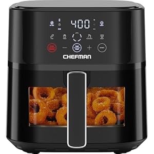 Chefman Air Fryer – 6 QT Compact Airfryer for Quick & Easy Meals, Features Hi-Fry Technology for Extra Crisp, Easy-View Window, Touch Controls with 4 Presets, Nonstick & Dishwasher Safe Basket – Black