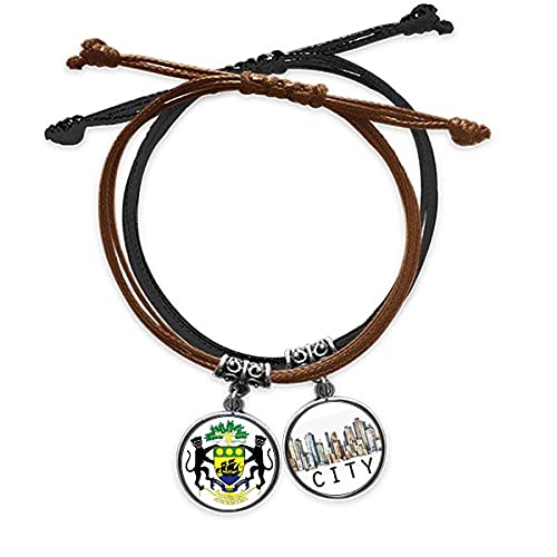 Bracelet Gabon emblème national en cuir tressé fait main