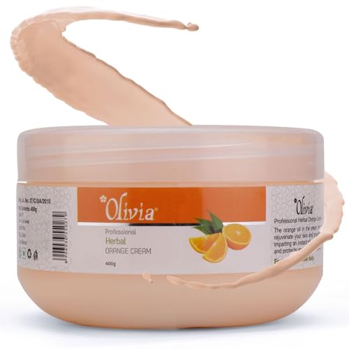 Image of Olivia Professional Herbal Orange Cream with Orange Extracts | Facial Massage Cream for Deep Cleansing, Moisturising, Anti-Ageing & Glow | Reduces Dark Spots, Fine Lines & Pollution Effects | 400g
