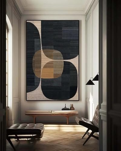 Peinture abstraite en plâtre 70x90 cm beige texture 3D - 2