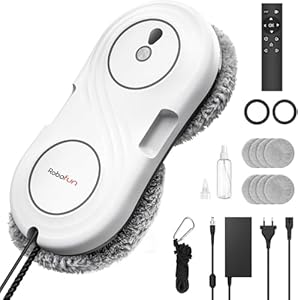 Robofun Fensterputzroboter mit Turbinenmotor, 7000Pa Fensterroboter, Doppelhelix-Reinigung, 63 MM ultradünn, Randerkennung, Fensterreiniger elektrisch für alle Fenstertypen- WD12D Modell