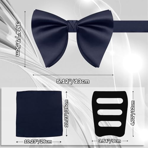 Image of Mens Bow Tie Pre Tied Oversized Bow Ties for Men Satin Bowties for Tuxedo Wedding Party Banquet