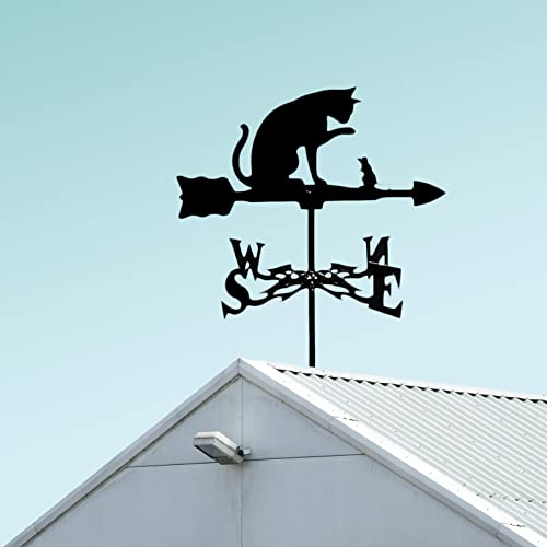 Ieudns Wrought Iron Weathervane Wind Direction Indicator Art Stake Decorative Weather Vane Outdoor Scene For Garage Cupola Barn Outdoor Decor, Cat And Rat #TOP2
