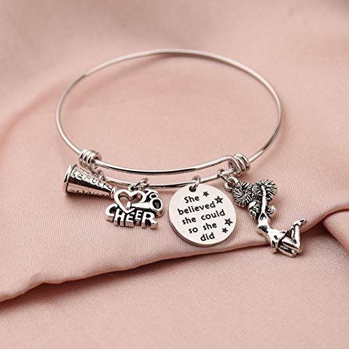 AKTAP Cheerleader Gifts Cheer Bracelets She Believed She Could Cheerleader Bracelets for Girls2